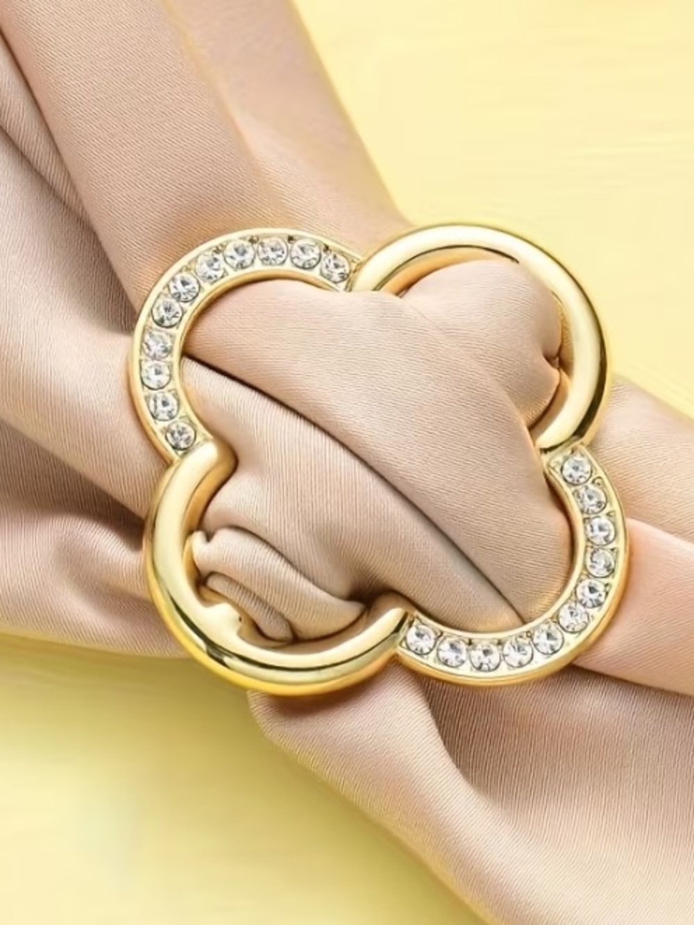 Gold Tone & Rhinestone Clover Scarf slide